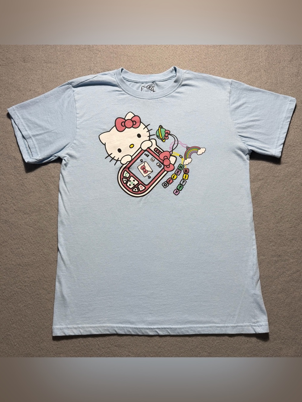 Hello Kitty Sanrio T Shirt Adult Medium Blue Y2K Cell Phone Graphic Tee 2025